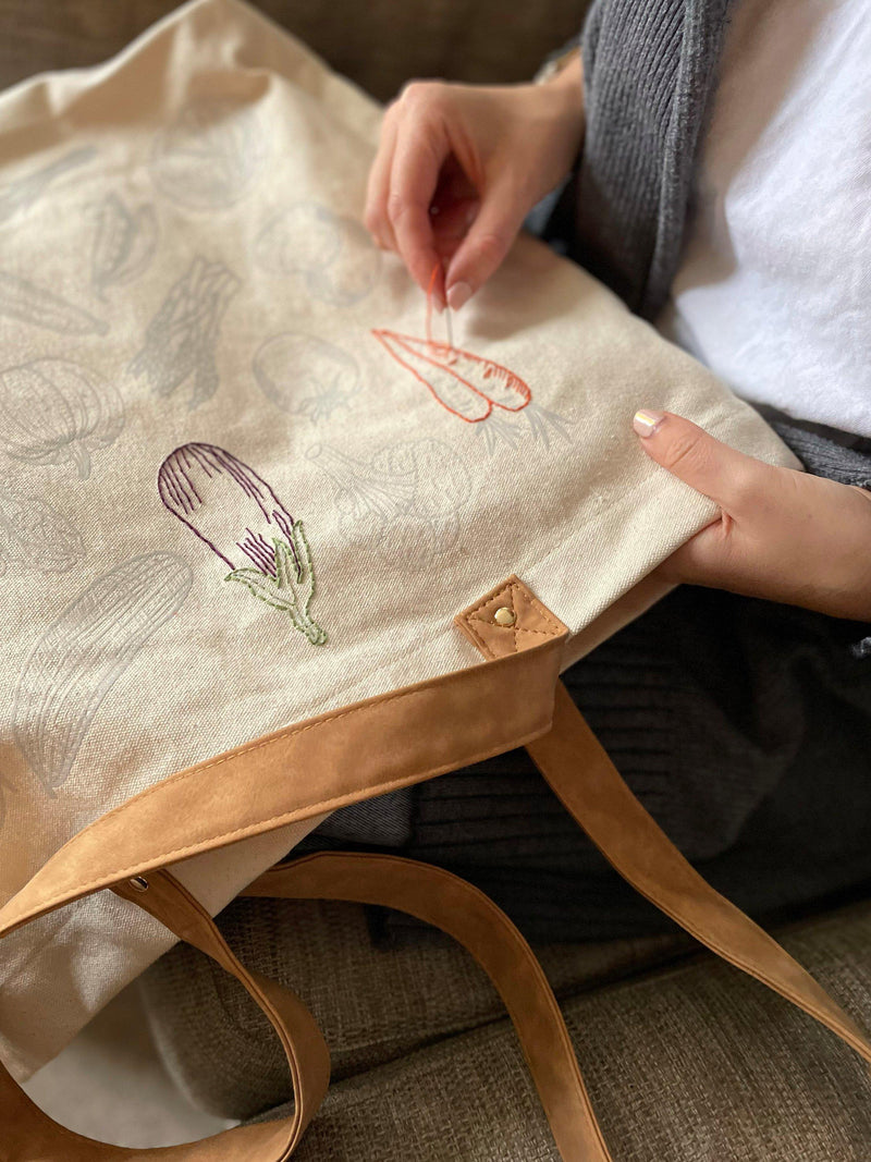Chasing Threads Veggies Tote Bag Embroidery Kit (British brand)