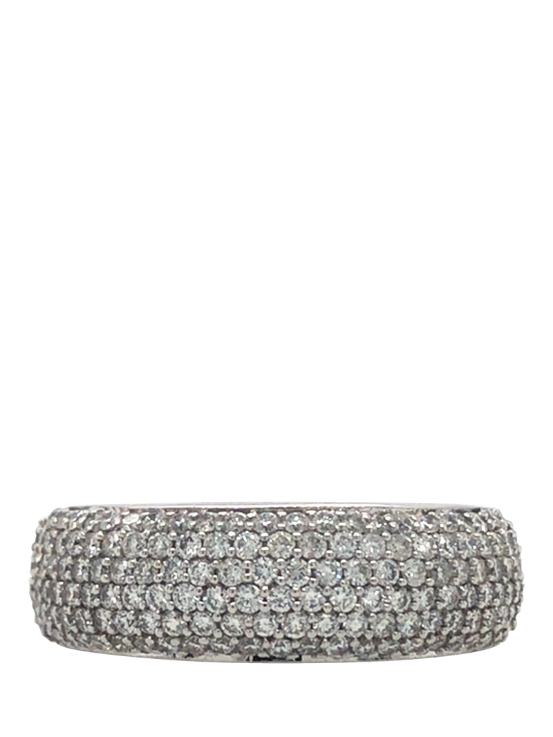Vintage Fine Jewellery 18ct white gold pave diamond band ring size O - British product