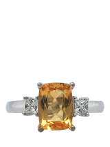 John Lewis Vintage Fine Jewellery Pre-loved 18ct White Gold Citrine and Diamond Ring, Size O- Buy online at McGrocer