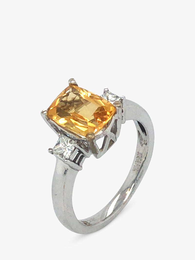Vintage Fine Jewellery citrine diamond ring UK O, imported from the UK