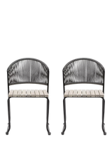 John Lewis Gallery Direct Taranto 2-Seater Acacia Wood Garden Dining Chair Set of 2 Black/Grey- Buy online at McGrocer