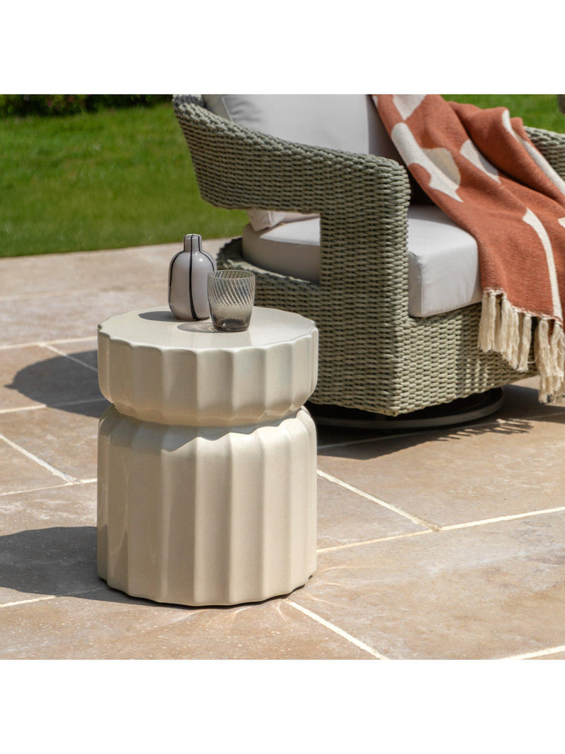 Gallery Direct Cirella round cream side table, UK version