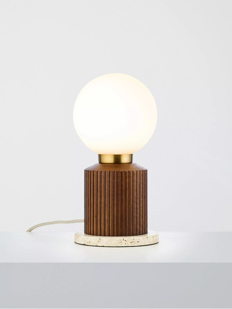 John Lewis Hudson table lamp reeded wood walnut effect H23cm - British product