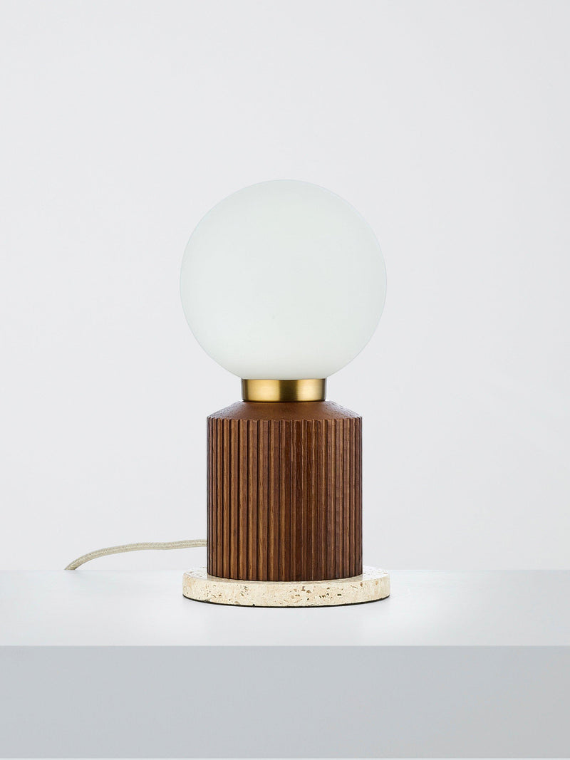 John Lewis Hudson table lamp reeded wood walnut effect H23cm - British product
