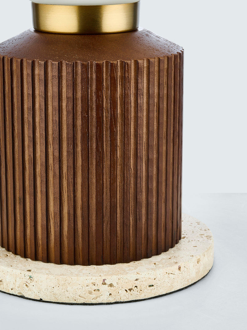 John Lewis Hudson table lamp reeded wood walnut effect H23cm - British product