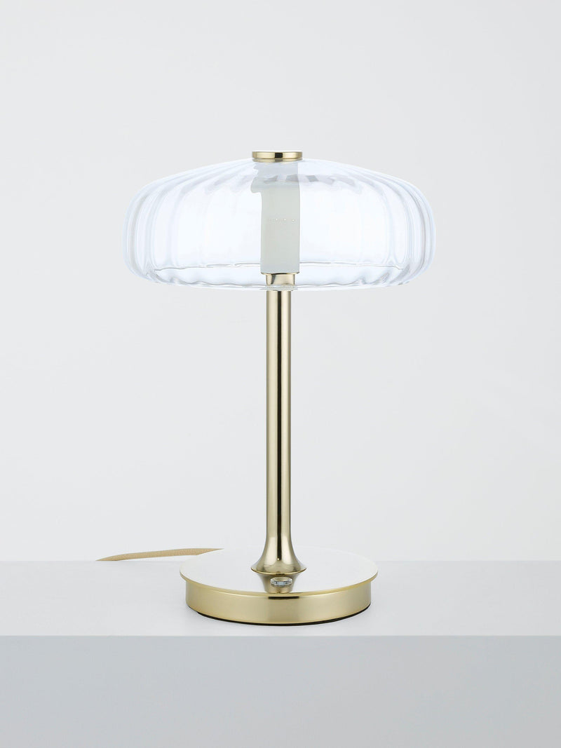 John Lewis Parafina lamp polished brass and glass shade, UK version