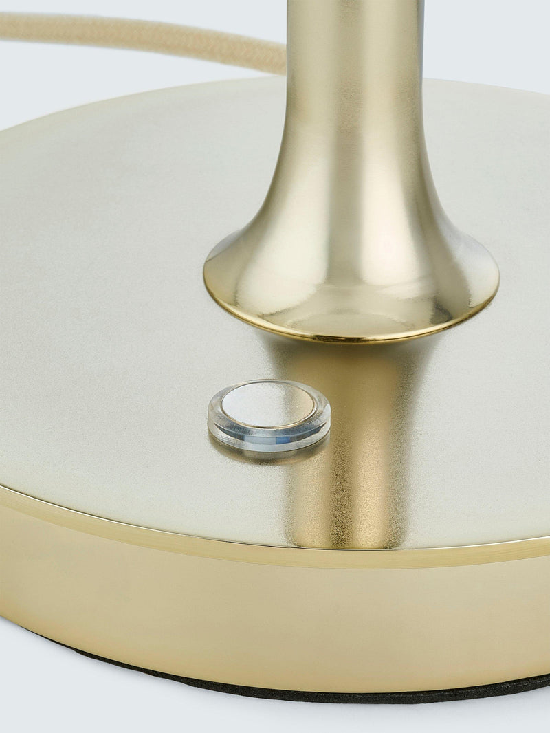 John Lewis Parafina lamp polished brass and glass shade, UK version