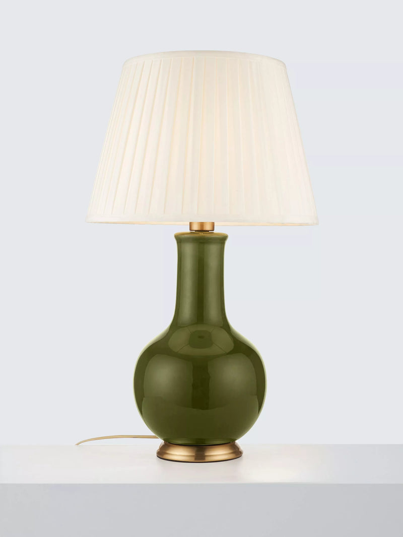 John Lewis Hatherleigh Ceramic Table Lamp, Dark Olive