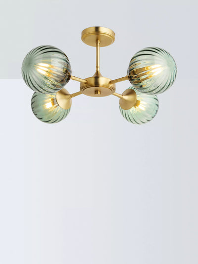 John Lewis John Lewis Austen 4 Arm Semi-Flush Glass Ceiling Light, Green- Buy online at McGrocer
