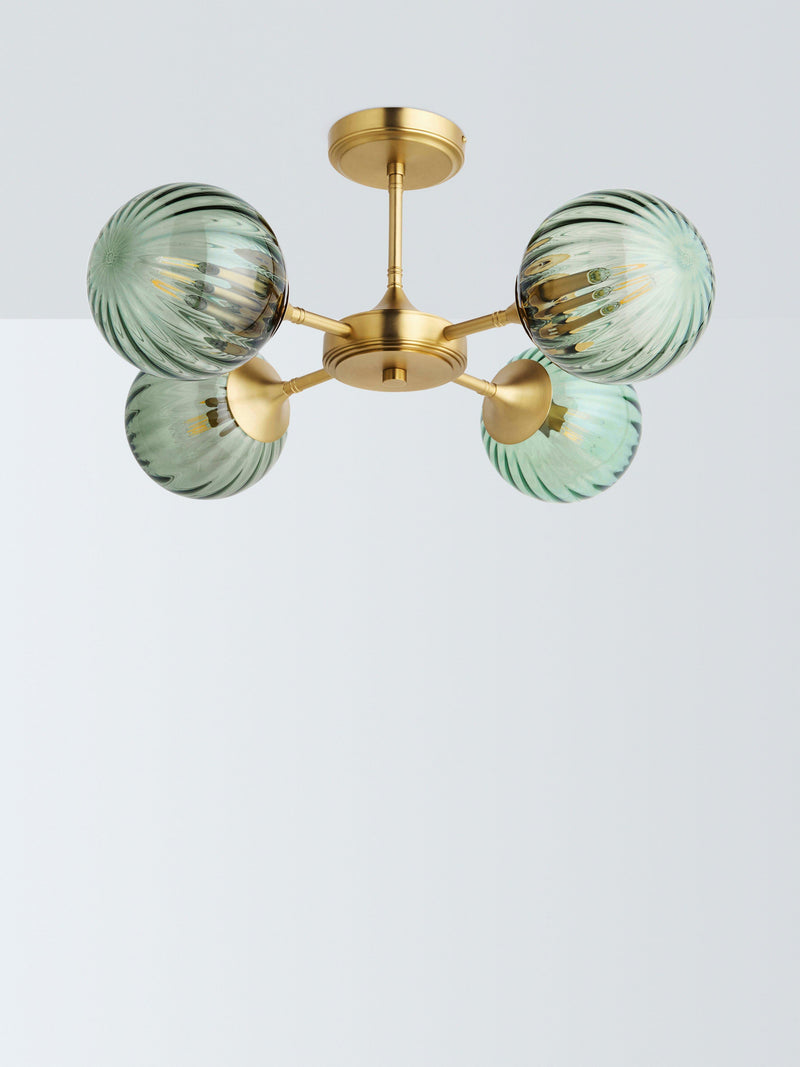 John Lewis Austen semi-flush ceiling light turquoise glass shades - British product