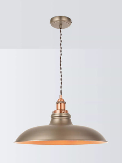 John Lewis John Lewis Baldwin Wide Pendant Ceiling Light, Aged Pewter- Buy online at McGrocer