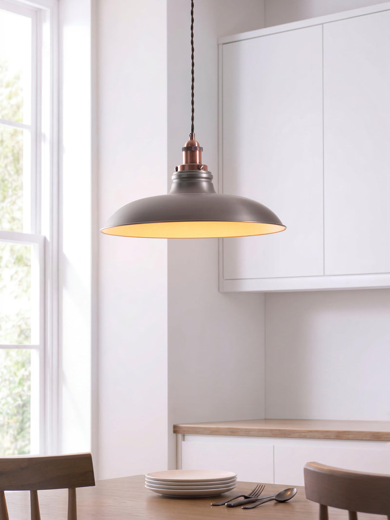 John Lewis Baldwin wide pendant ceiling light aged pewter (British brand)