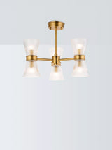 John Lewis John Lewis Cuthbert Ribbed Glass 3 Arm Semi-Flush Ceiling Light, Antique Brass- Buy online at McGrocer