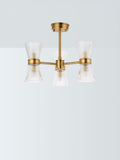 John Lewis semi-flush ceiling light antique brass ribbed glass (British brand)
