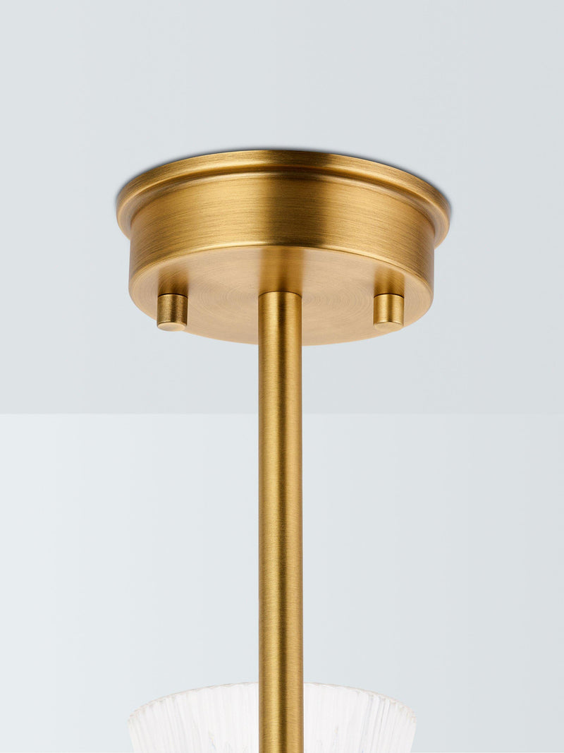 John Lewis semi-flush ceiling light antique brass ribbed glass (British brand)