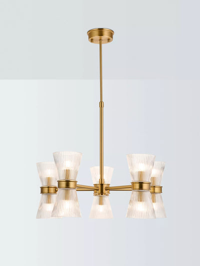 John Lewis John Lewis Cuthbert Ribbed Glass 5 Arm Ceiling Light, Antique Brass, Adjustable Drop 48.5-73cm- Buy online at McGrocer