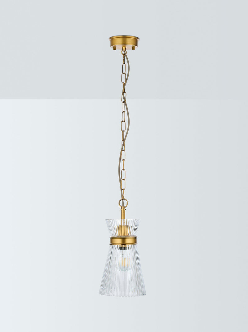 John Lewis pendant light ribbed glass antique brass - British product