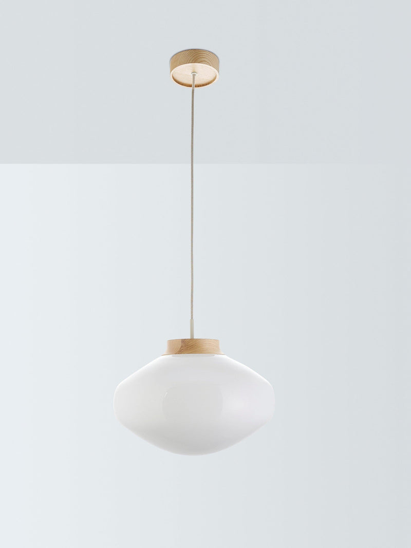 John Lewis Temple pendant ceiling light oak wood effect, imported from the UK