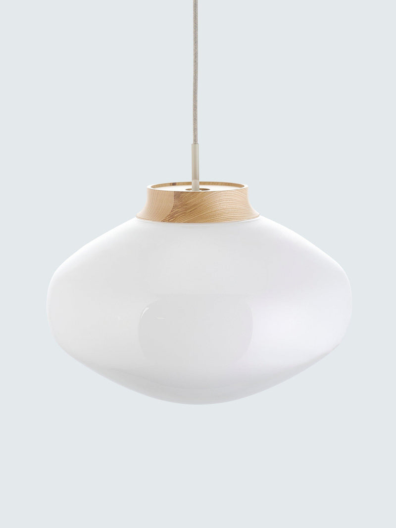 John Lewis Temple pendant ceiling light oak wood effect, imported from the UK