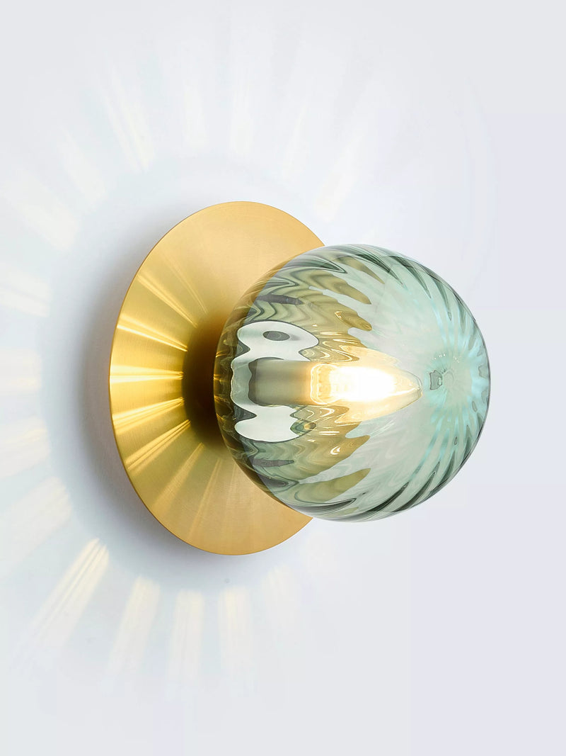 John Lewis ribbed glass globe wall light rosemary green, UK version