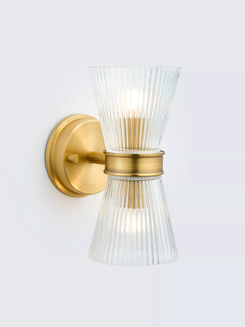 John Lewis Cuthbert Ribbed Glass Wall Light, Antique Brass