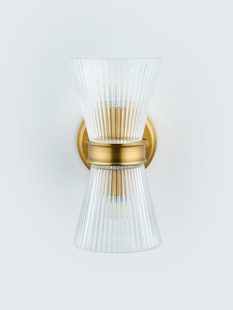 John Lewis Cuthbert ribbed glass wall light antique brass (British brand)