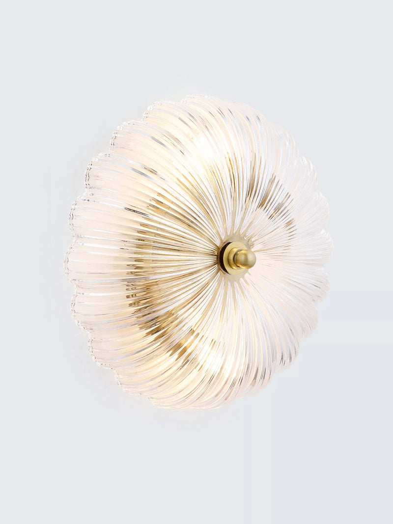 John Lewis Lily glass ceiling light clear antique brass, imported from the UK