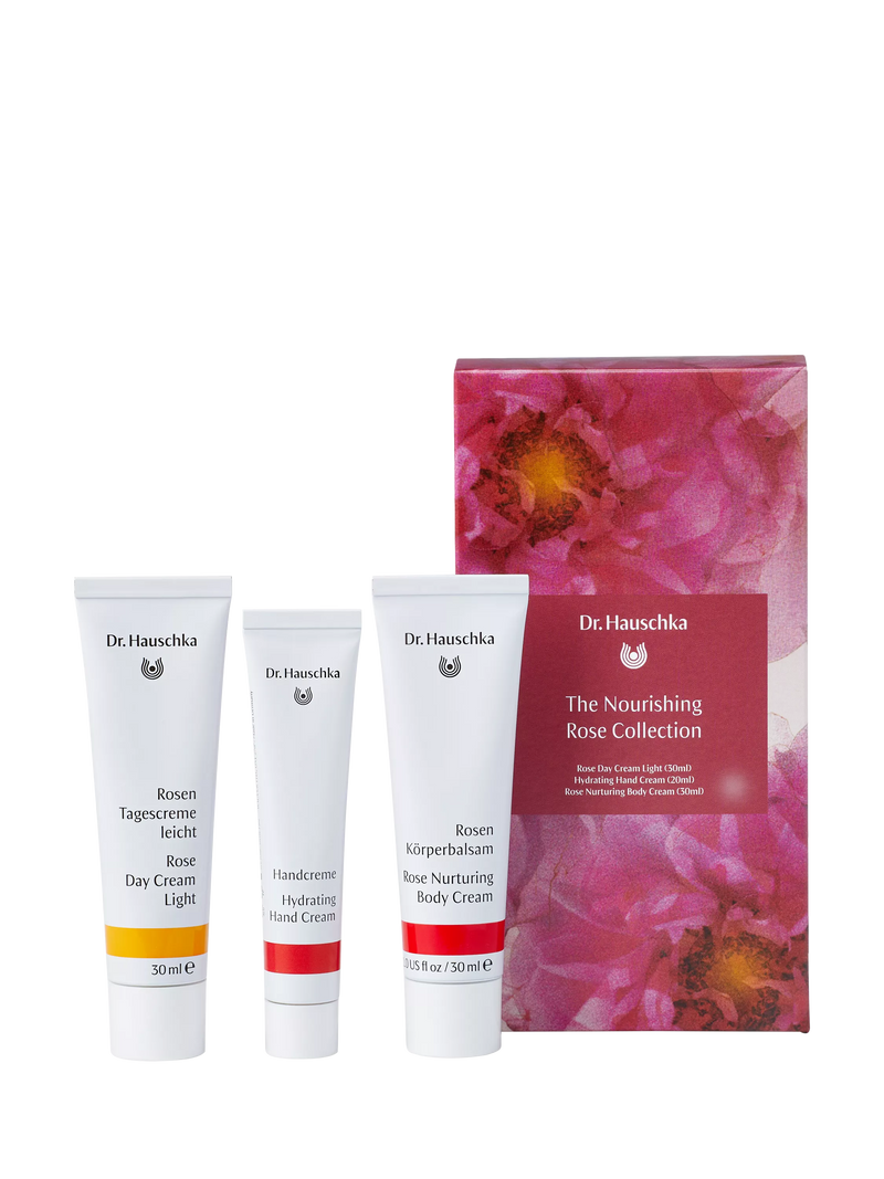 Dr Hauschka Nourishing Rose Collection bodycare gift set, imported from the UK