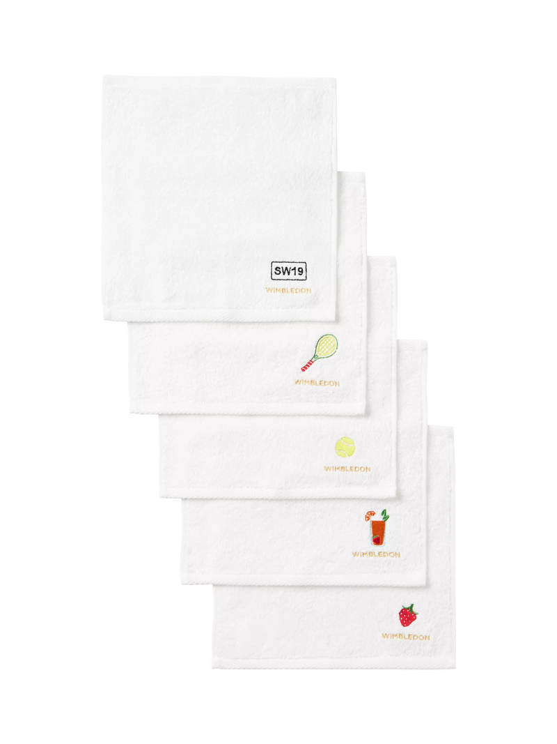 Christy Wimbledon face cloths pack of 5 white cotton, UK version