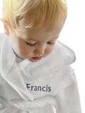 Babyblooms personalised bathrobe and towel set white pink, UK version