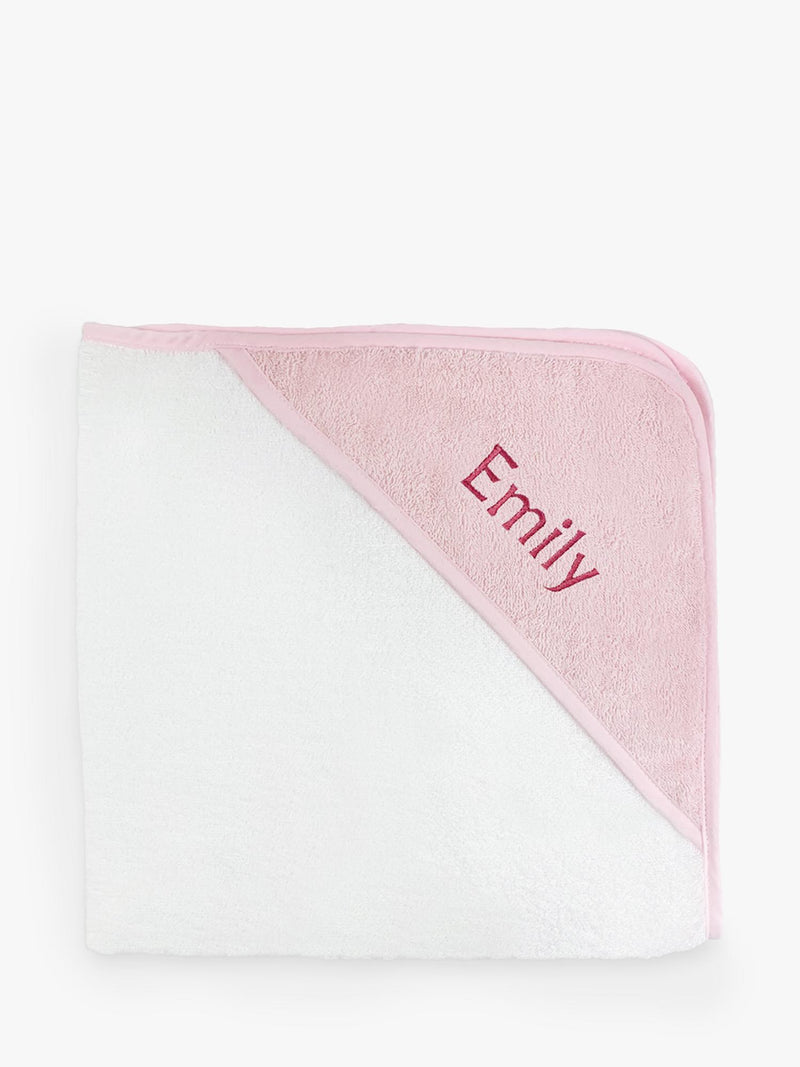 Babyblooms personalised bathrobe and towel set white pink, UK version