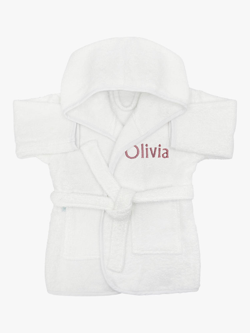Babyblooms personalised bathrobe and towel set white pink, UK version