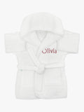 Babyblooms personalised bathrobe and towel set white pink, UK version