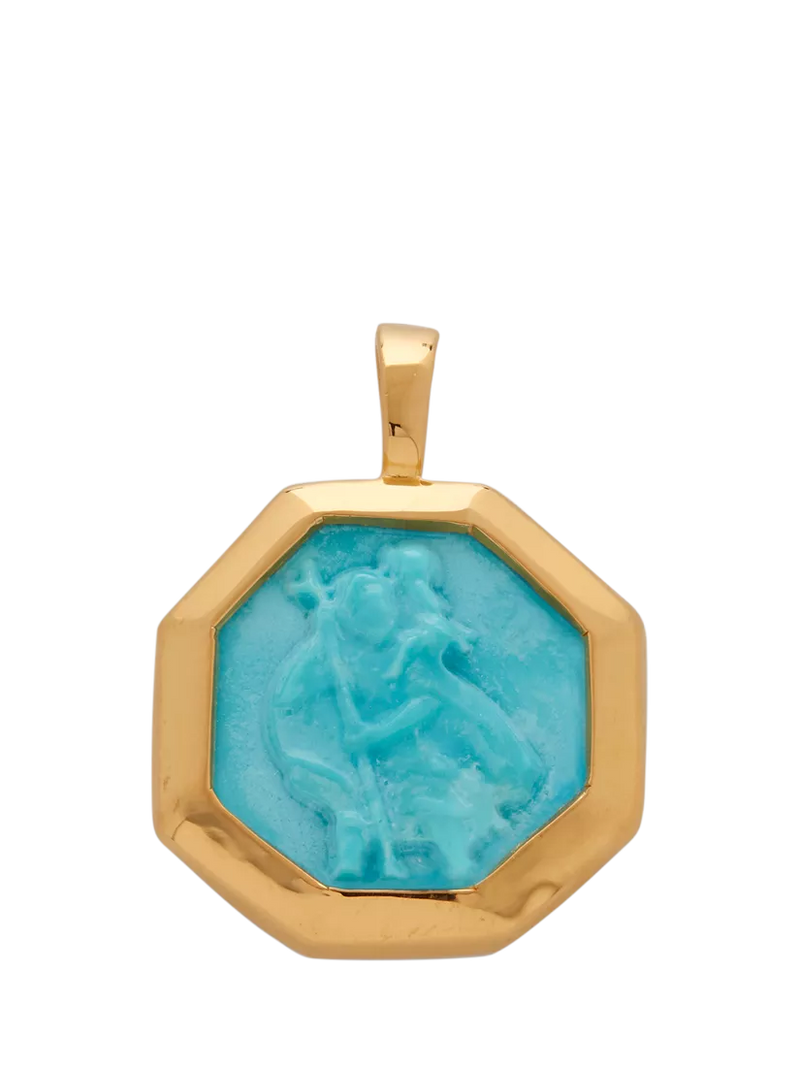 Monica Vinader St. Christopher charm gold vermeil turquoise (British brand)