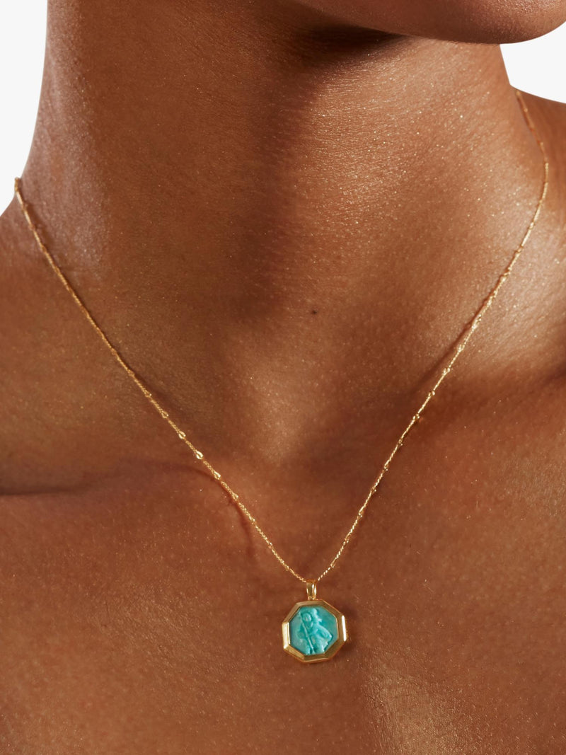 Monica Vinader St. Christopher charm gold vermeil turquoise (British brand)