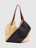 Reiss Farrah raffia effect tote bag navy, imported from the UK