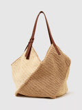Reiss Farrah raffia effect tote bag navy, imported from the UK