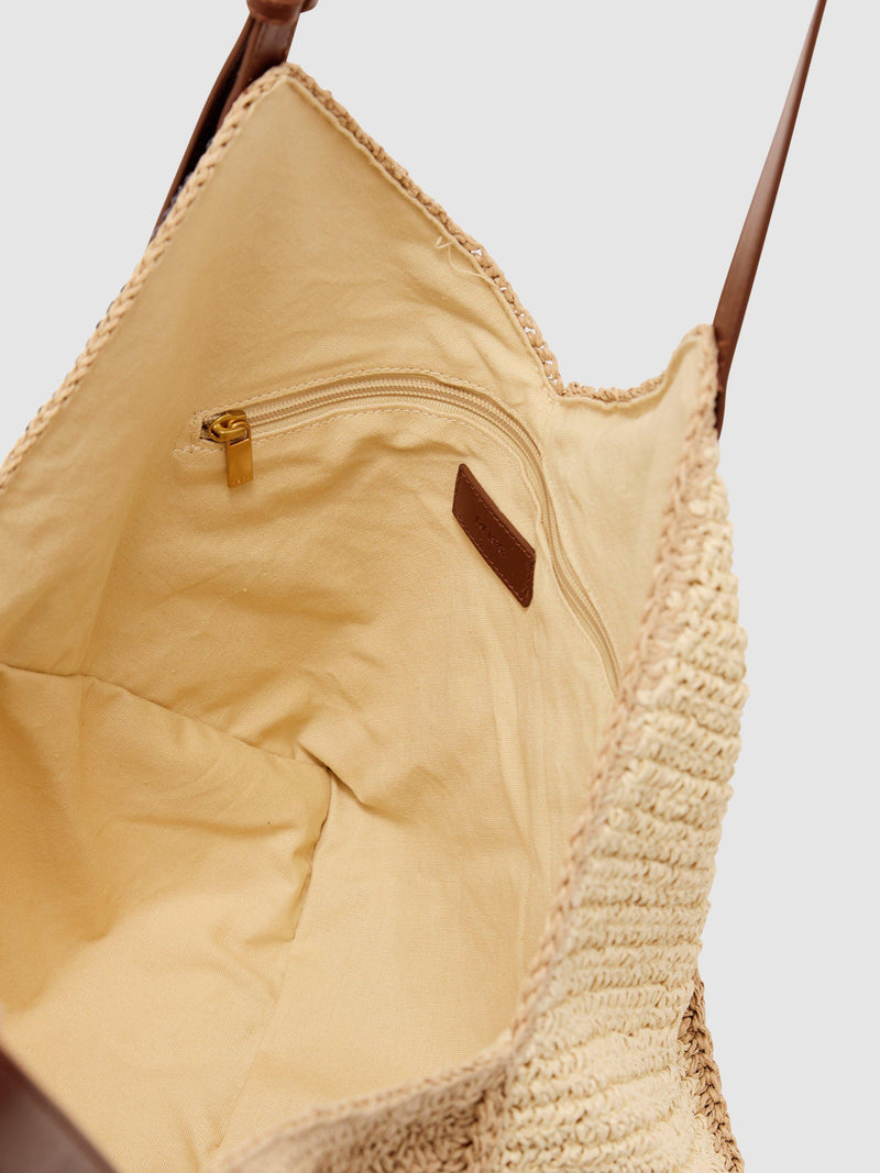 Reiss Farrah raffia effect tote bag navy, imported from the UK