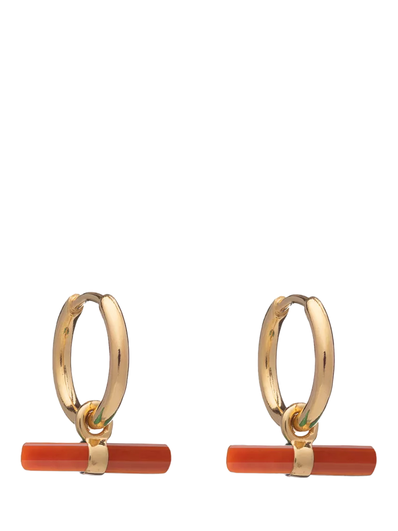 Rachel Jackson London Carnelian huggie hoop earrings (British brand)