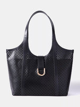 John Lewis Mint Velvet Laser Cut Leather Tote Bag, Black- Buy online at McGrocer