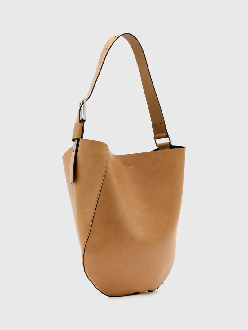 AllSaints Luna Hobo leather shoulder bag brown, imported from the UK