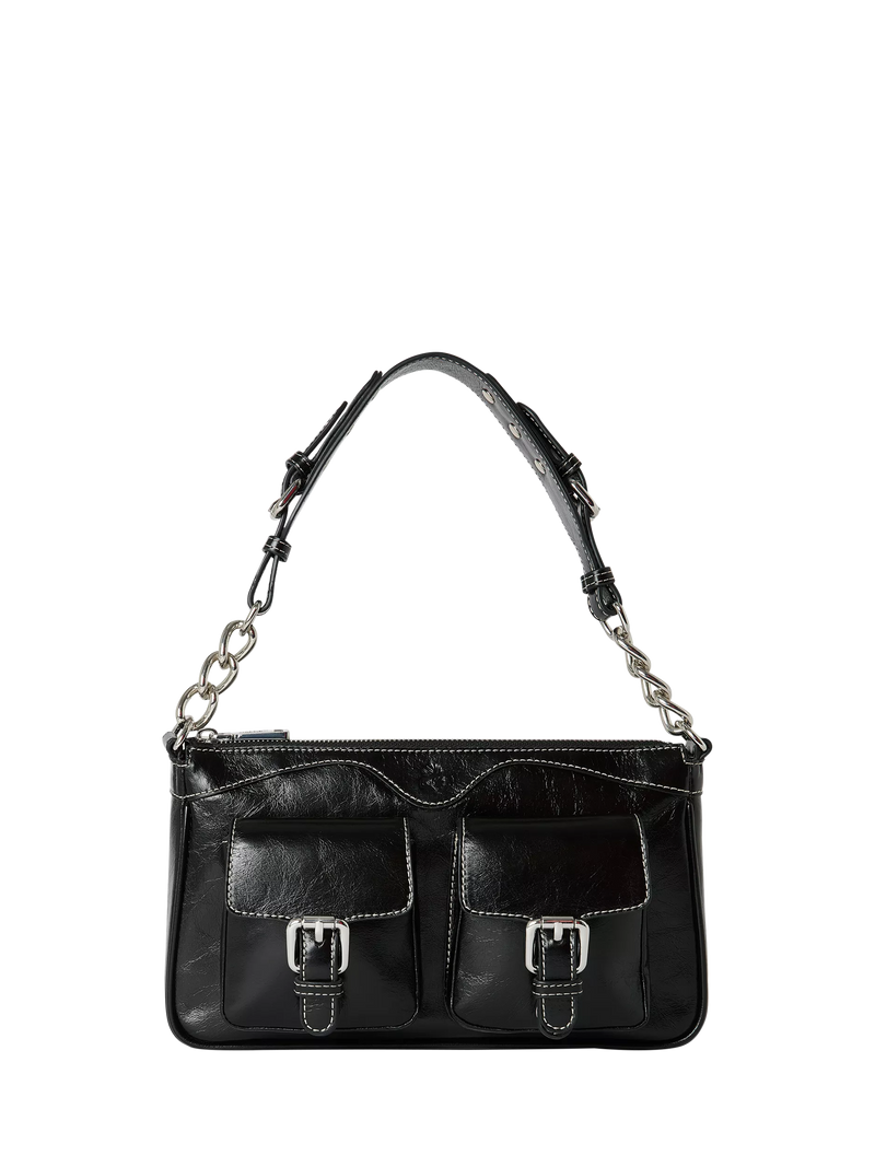 OSPREY LONDON Cali Leather Shoulder Bag, Black