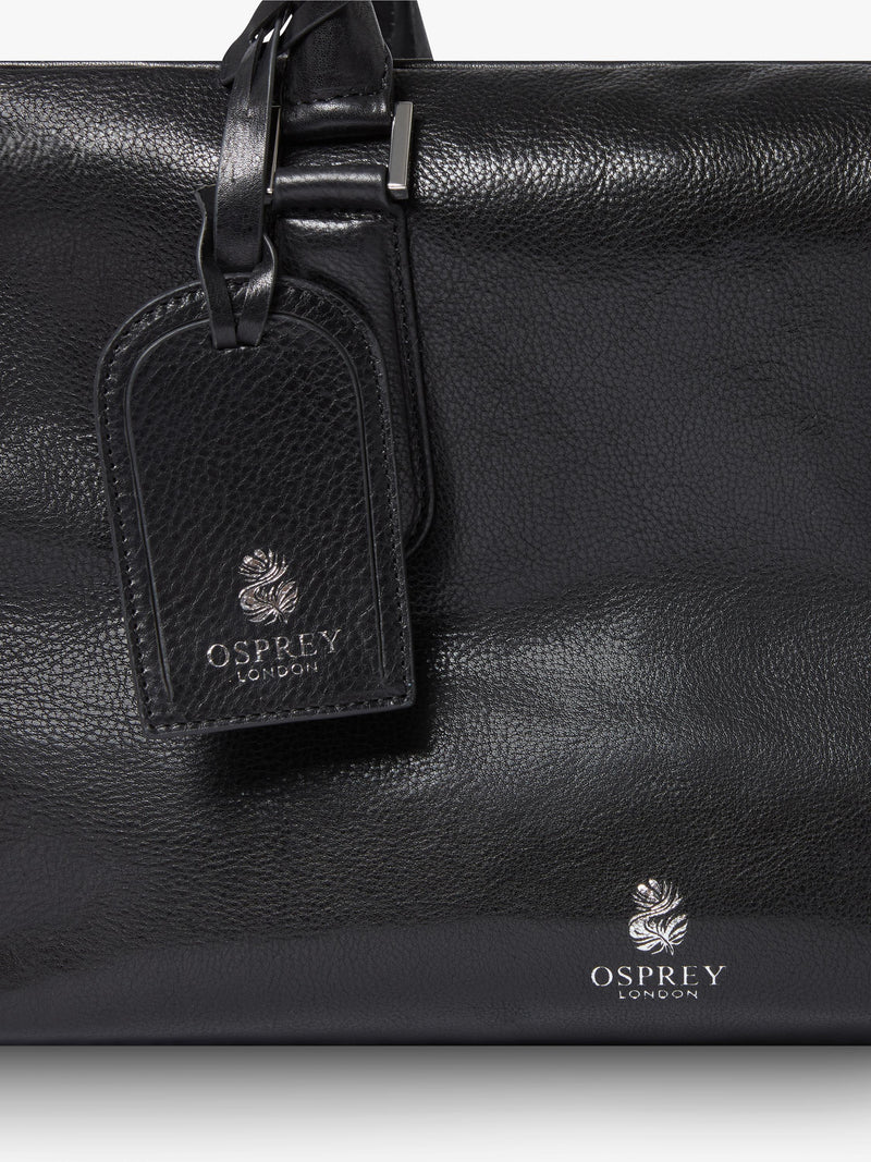 OSPREY LONDON High Flyer leather shoulder bag in black - British product