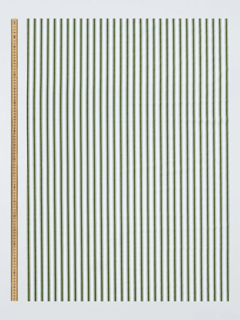John Lewis ticking stripe oilcloth fabric avocado, imported from the UK