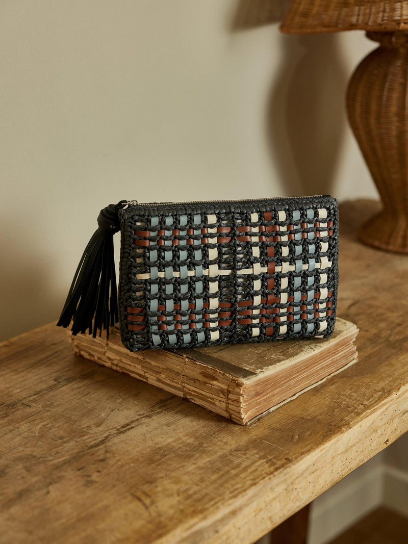 Radley Camden raffia pouch black, imported from the UK