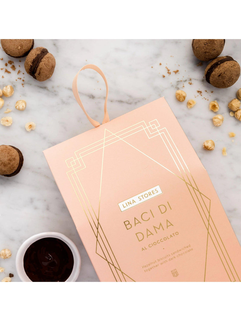 Lina Stores Baci di Dama chocolate hazelnut biscuits 200g, imported from the UK