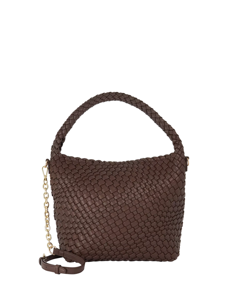 Dune London woven slouch bag chocolate, imported from the UK
