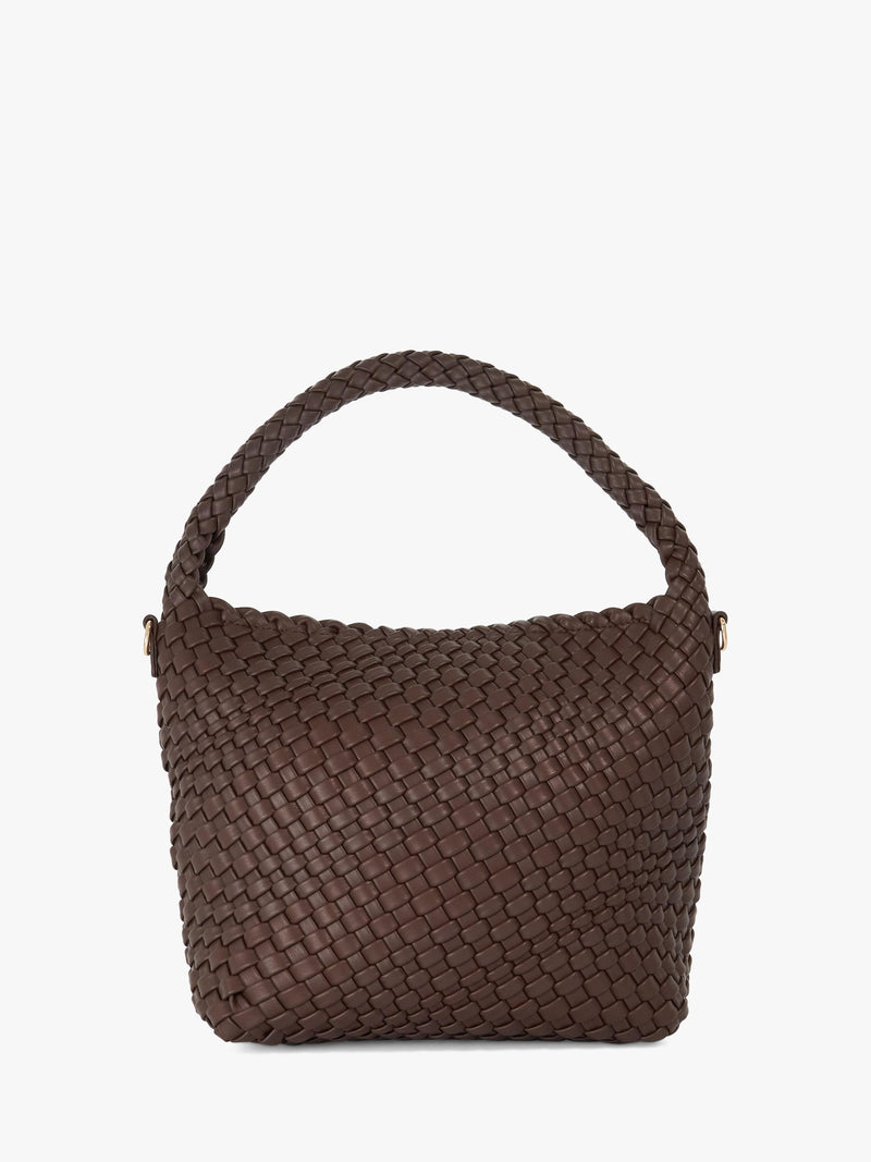 Dune London woven slouch bag chocolate, imported from the UK