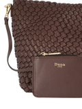 Dune London woven slouch bag chocolate, imported from the UK
