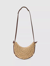 John Lewis Reiss Harriet Raffia Half-Moon Shoulder Bag, Natural- Buy online at McGrocer